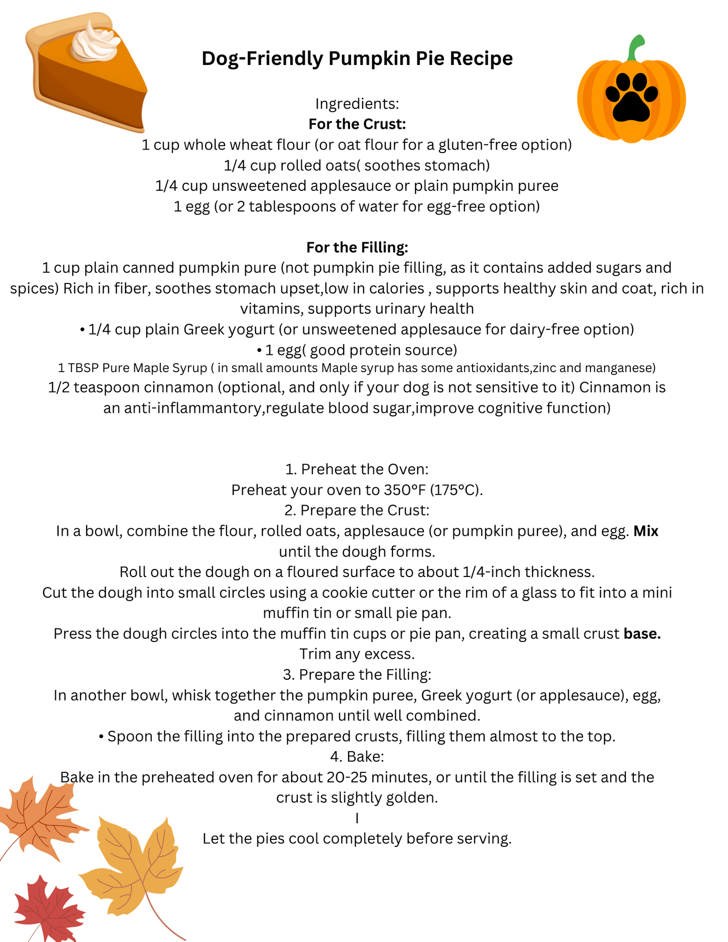 Pumpkin Pie Recipe for your Pup